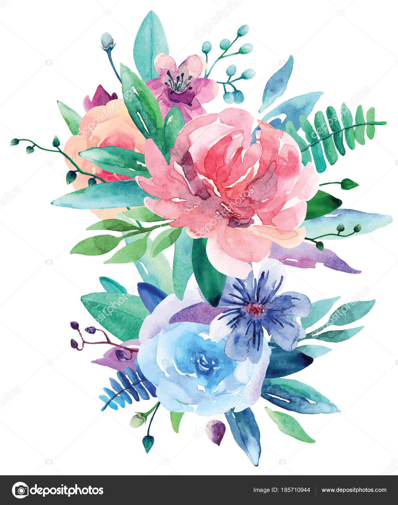 Aquarelle Bouquet Floral Vector Images Clipart Illustration