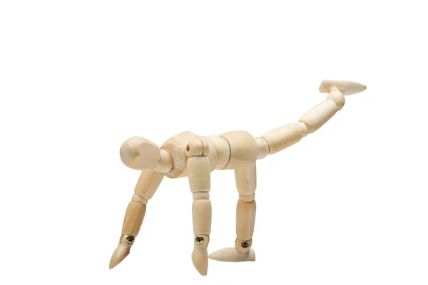 Uomo Legno Pratica Yoga Isolato Sfondo Bianco Immagine Stock