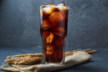 Buz küplü soğuk siyah ekmek kasesi. Geleneksel Rus içkisi.