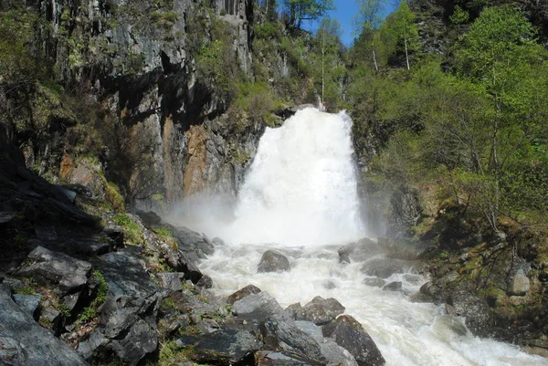 Wasserfall Teletskoje See Altai Stockfoto