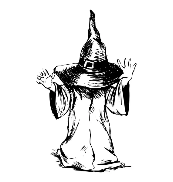 Croquis à la main d'un enfant en costume d'Halloween — Image vectorielle