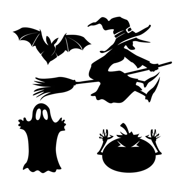 Ensemble Halloween de silhouettes vectorielles — Image vectorielle