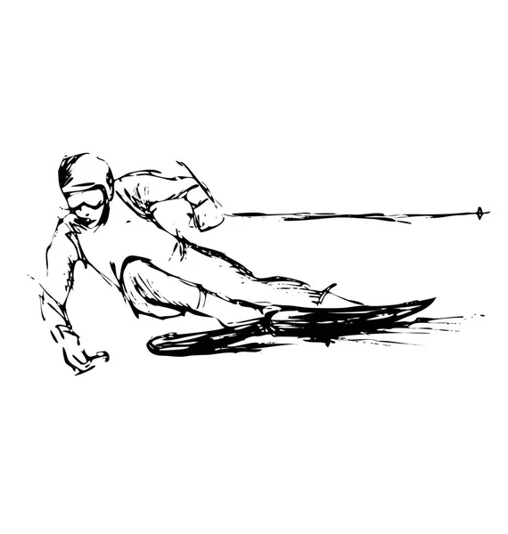 Skieur de croquis main — Image vectorielle