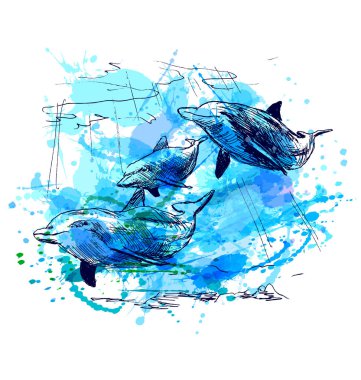 Renkli el kroki yunuslara