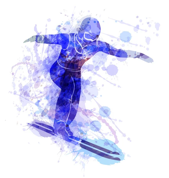 Illustrazione vettoriale di un saltatore con sci — Vettoriale Stock
