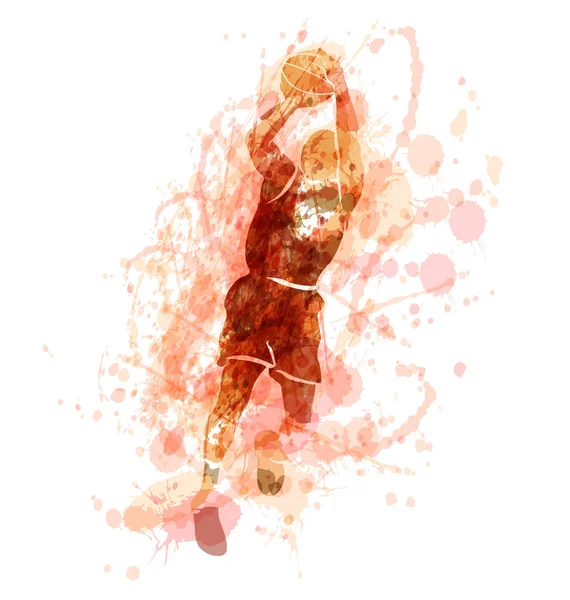 バスケット ボール選手の色のベクトル シルエット — ストックベクタ