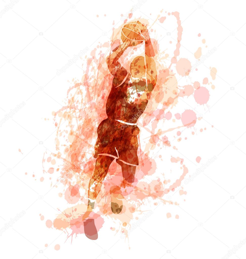 Colored vector silhouette of a basketball player