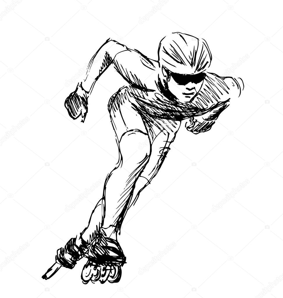 Hand sketch inline skating — Stock Vector © onot 136939562