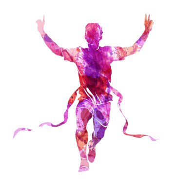 Vektör suluboya siluet çalışan kazanan