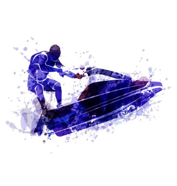 Bir binici bir su scooter üzerinde vektör çizim