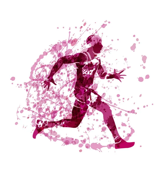 Векторный силуэт бегущего спортсмена — стоковый вектор
