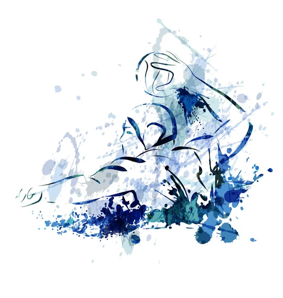 Illustration vectorielle aquarelle d'un joueur de water-polo — Image vectorielle