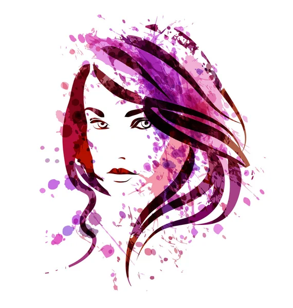 Watercolor sketch of a woman face — Stock Vector