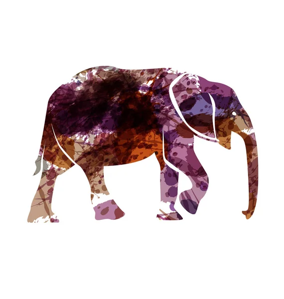 Silueta vectorial de color de un elefante — Archivo Imágenes Vectoriales