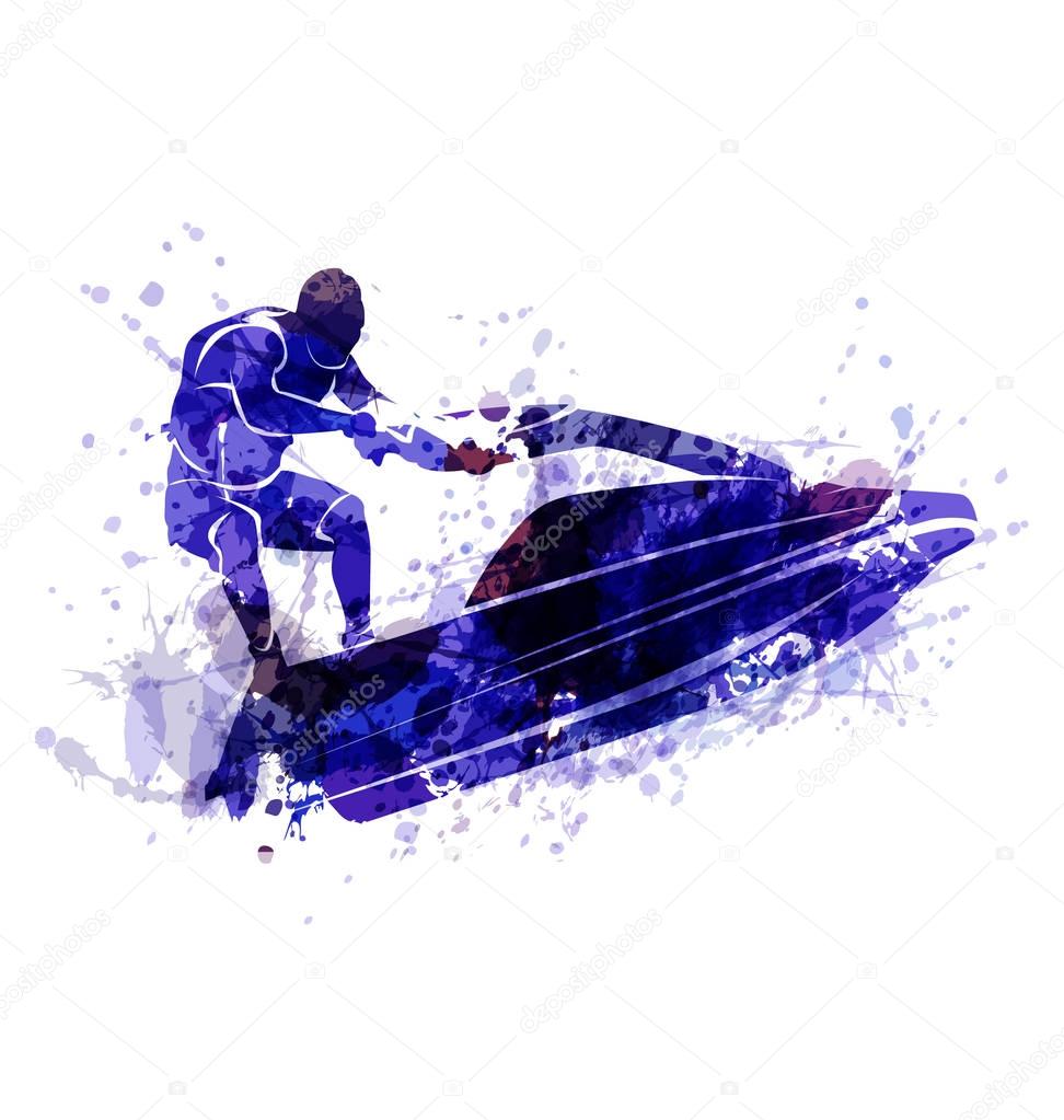 Vector illustration of a rider on a water scooter
