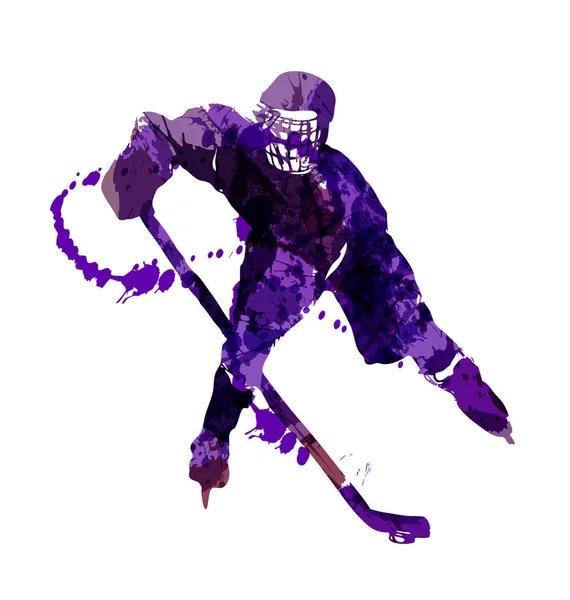 Vektor illustration av en hockeyspelare — Stock vektor