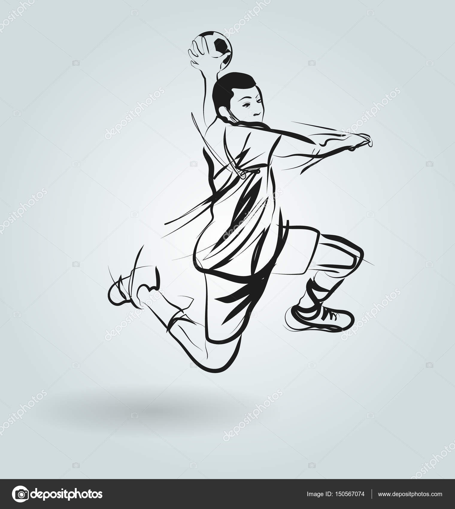 Vector line sketch of a handball player Stock Vector Image by ©onot ...