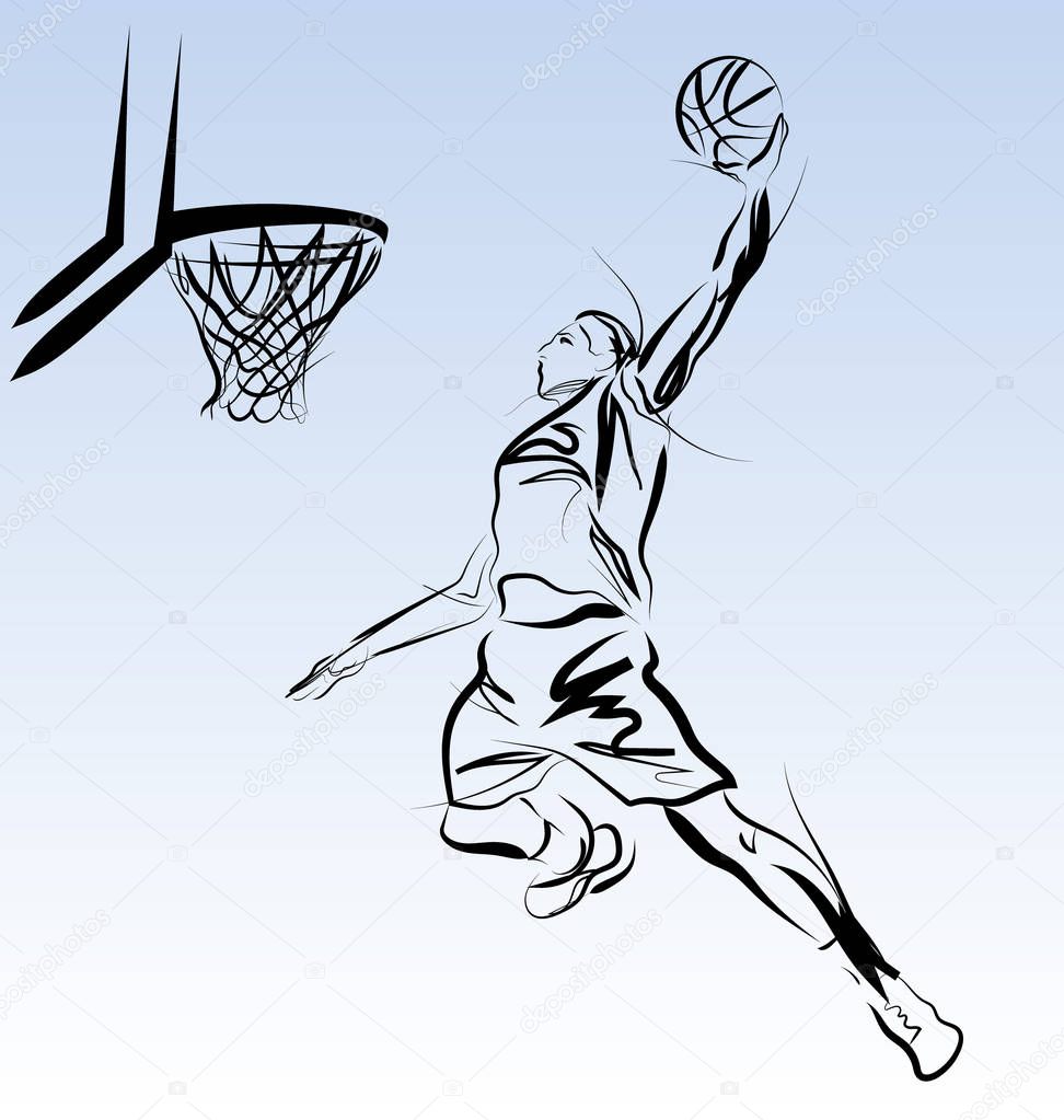 Line sketch of a basketball player