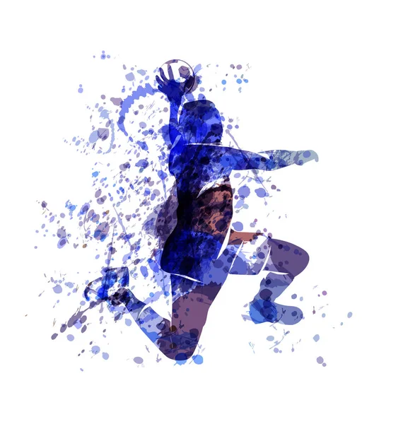 Croquis vectoriel aquarelle d'un joueur de handball — Image vectorielle