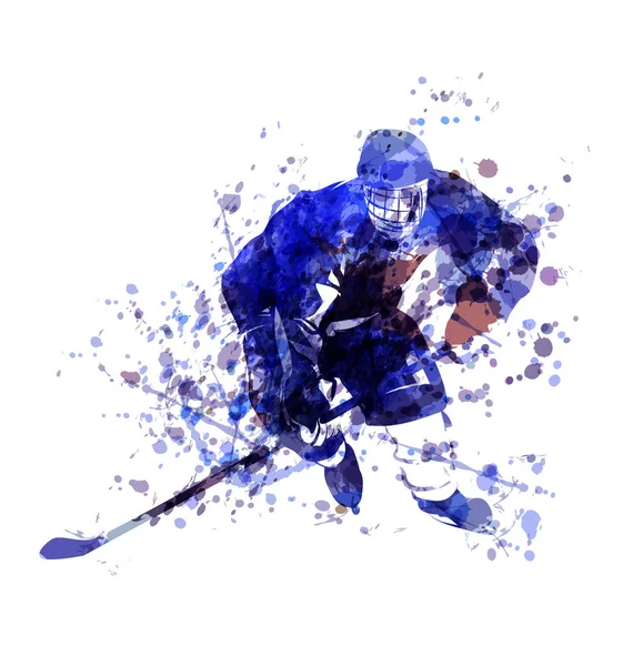 Vektorové ilustrace akvarel hokejista — Stockový vektor