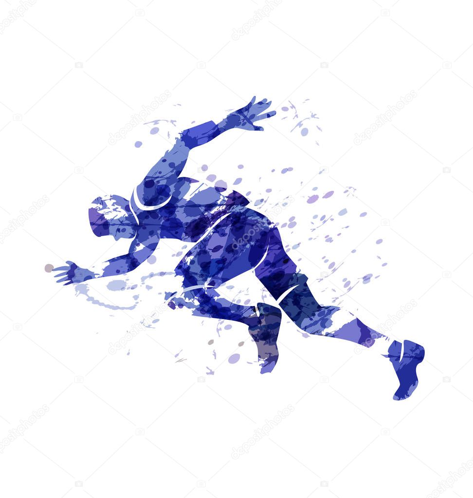 Watercolor silhouette of a running man