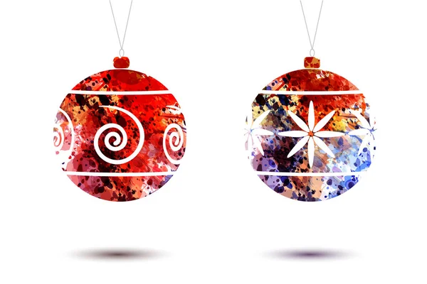Bolas de Natal aquarela — Vetor de Stock