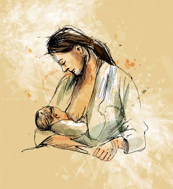 Renkli el kroki anne bakım bebek