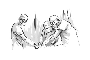 Vektör hat kroki çalışma doktorlar