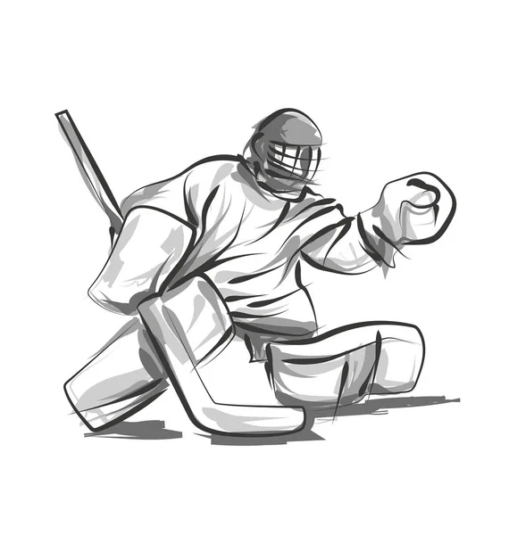Wektor linii szkicu Hokej goalie — Wektor stockowy