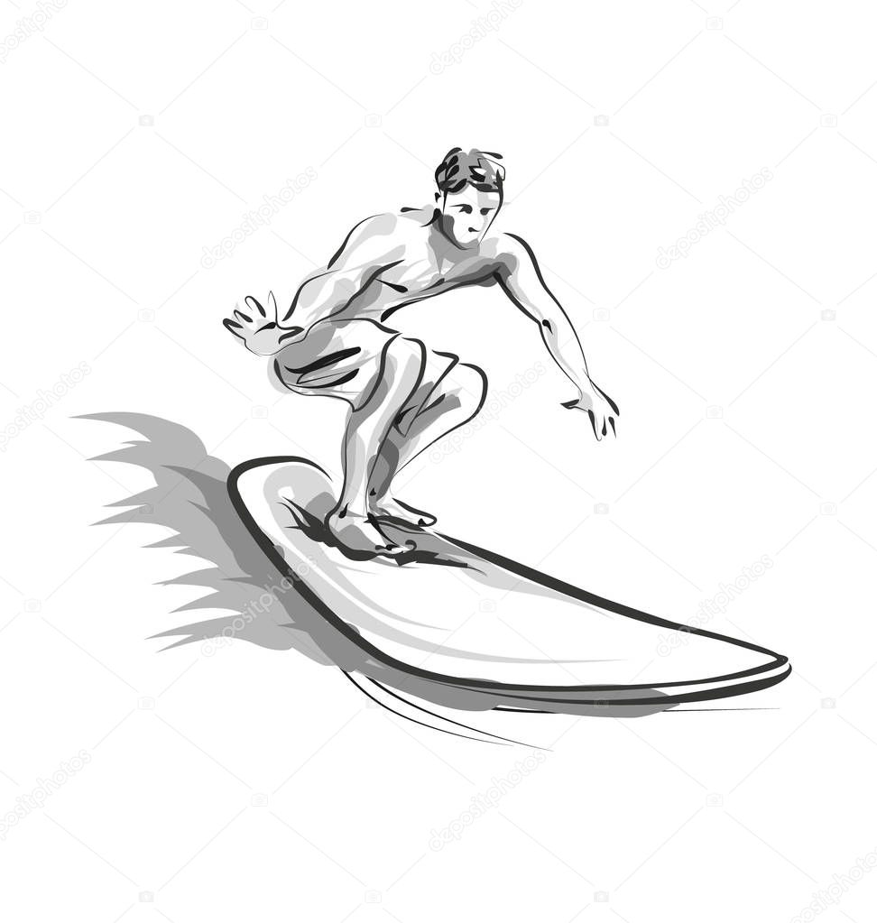 Vector line sketch Surfer