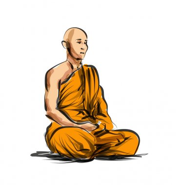 Vektör renkli kroki meditasyon monk
