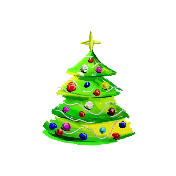 Bemalen eines Weihnachtsbaums — Stockfoto