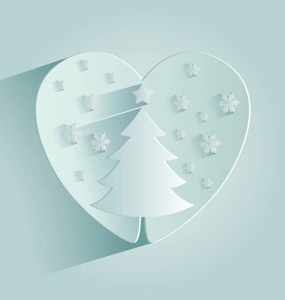 Illustration vectorielle d'un arbre de Noël dans le cœur — Image vectorielle