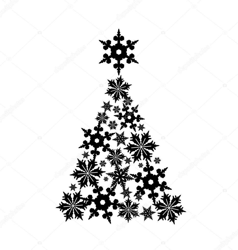 Snowflakes in the shape of a Christmas tree