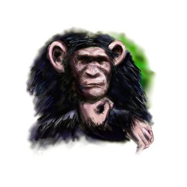 Dijital renkli kroki bir şempanze