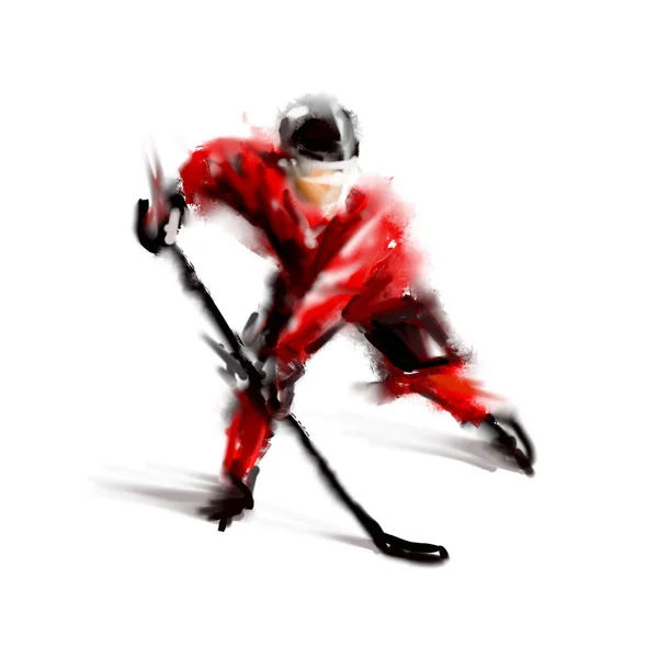 Color sketch of a hockey player — Stock Photo, Image