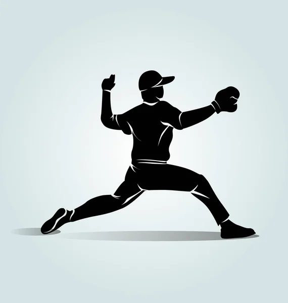 Vector Silhouette Baseball Player — Stock Vector