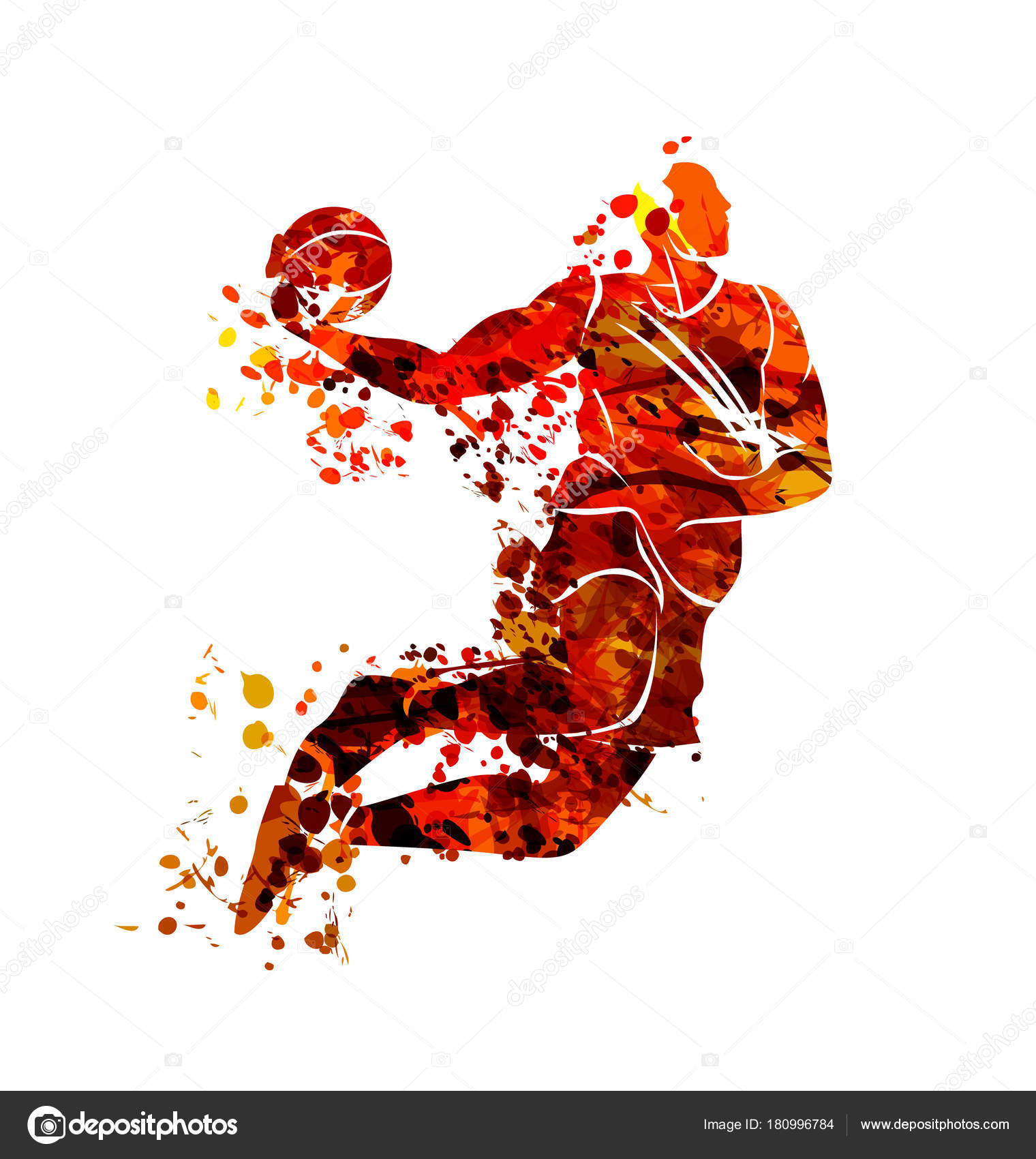 Download Vector watercolor silhouette basketball player — Stock Vector © onot #180996784