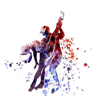 Çift dans suluboya siluet vektör