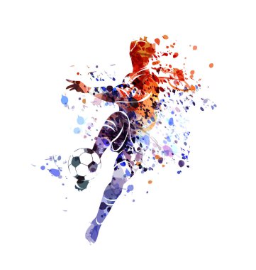 Vektör suluboya siluet futbolcu