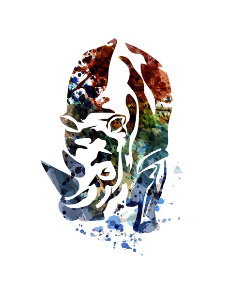 Illustration vectorielle aquarelle d'un rhinocéros — Image vectorielle