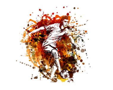 Bir futbolcu renkli çizimi
