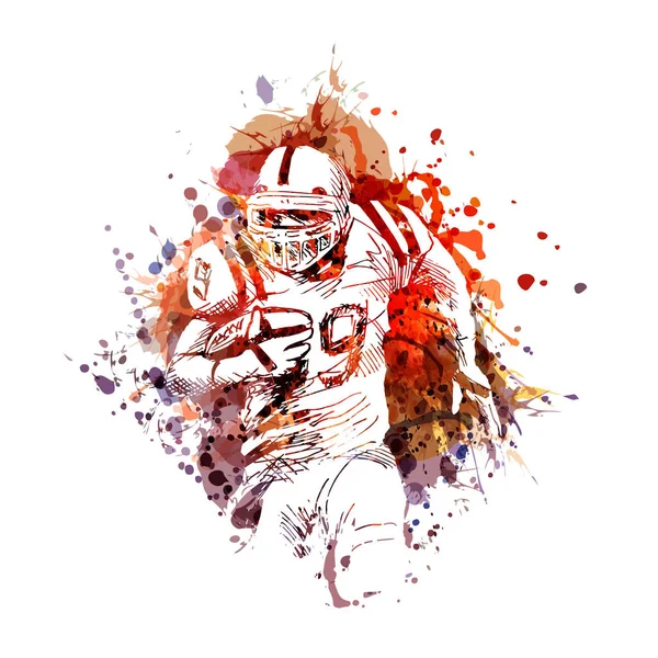 Vector color illustration of American football player — Stock Vector