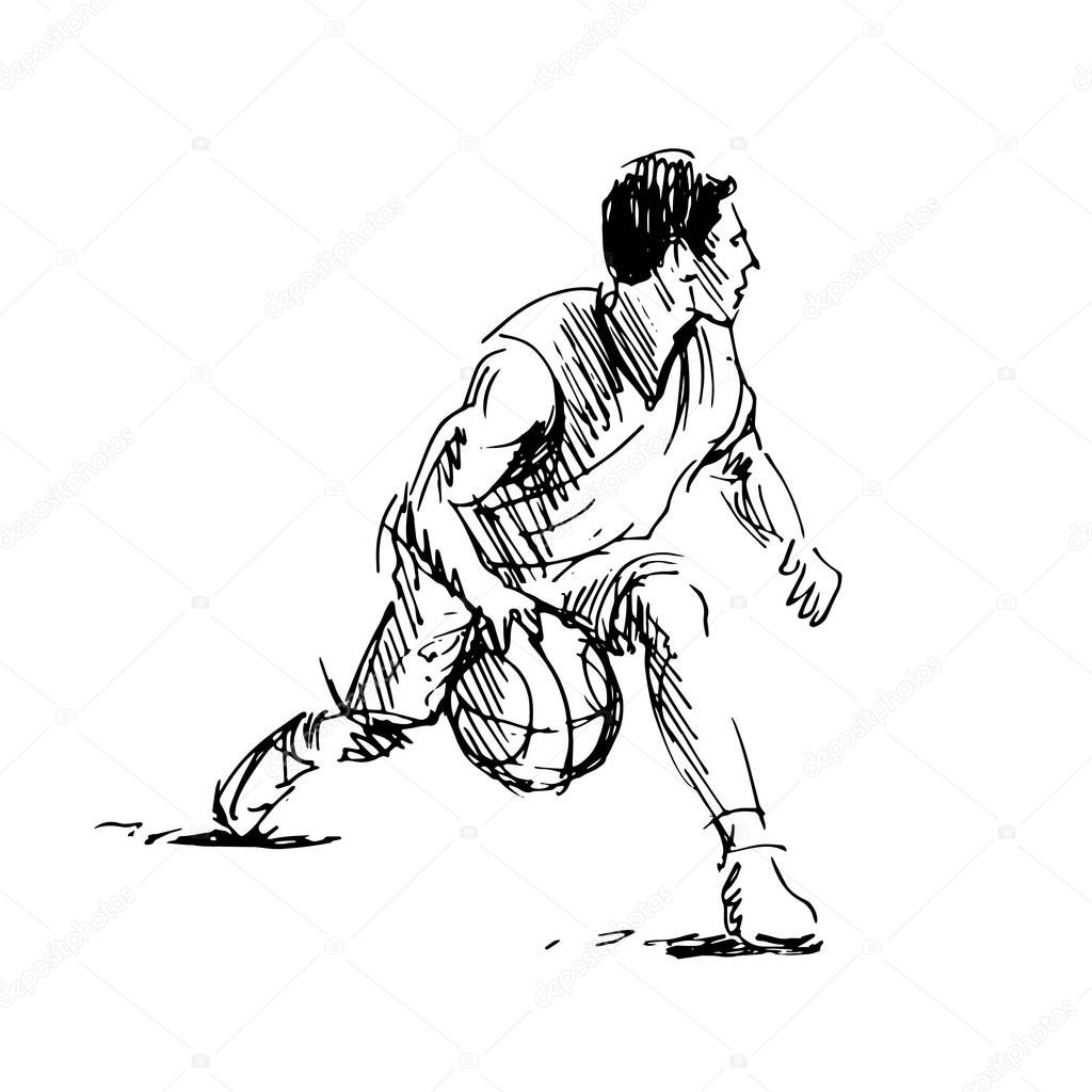 Hand sketch of basketball player