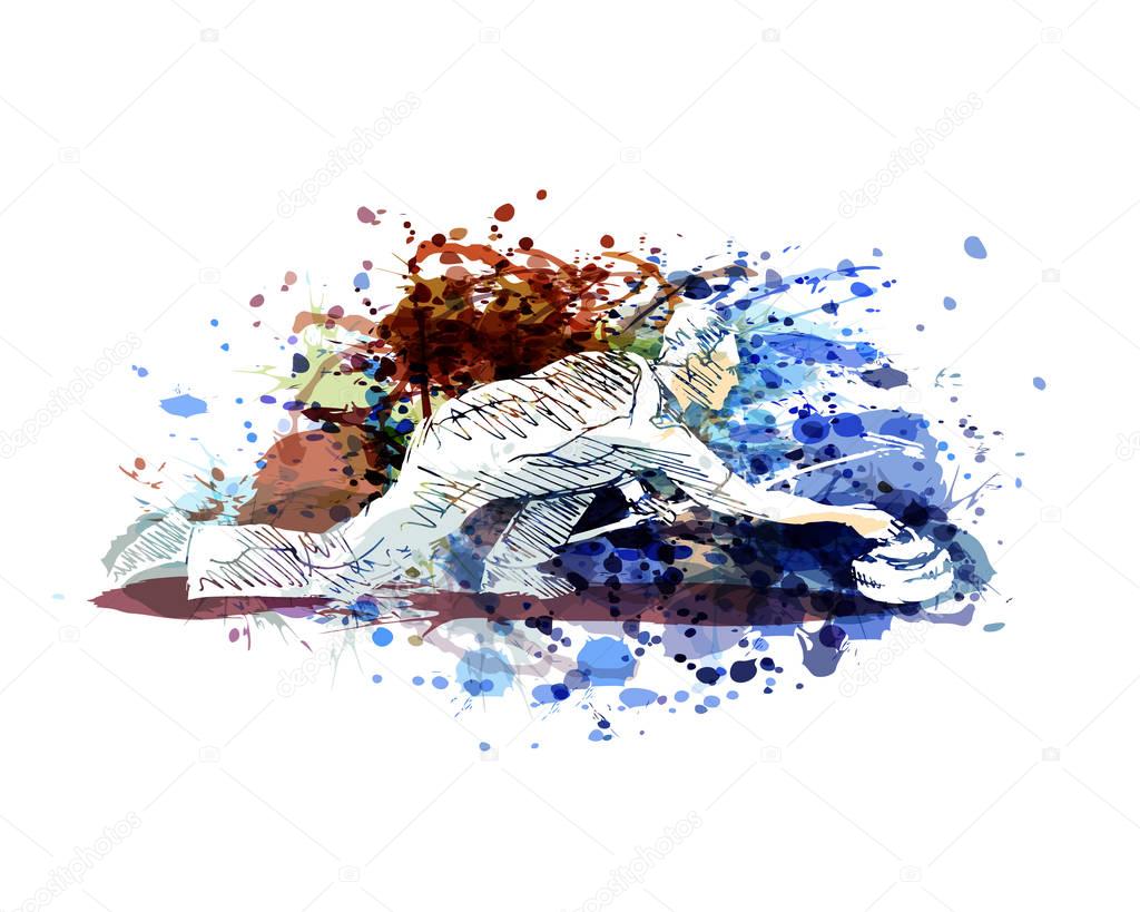 Vector color illustration of curling player