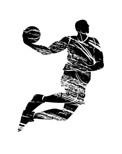 Vector grunge siluett basketspelare — Stock vektor