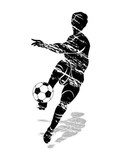 Vector grunge silhouette soccer player — Stock Vector