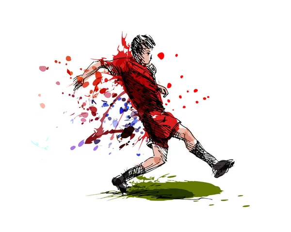 Colorato mano schizzo calcio — Vettoriale Stock