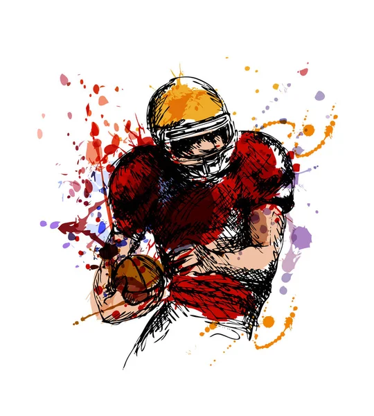 Croquis coloré joueur de football américain — Image vectorielle