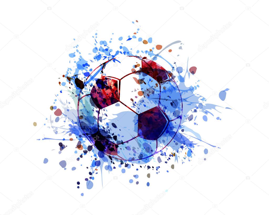 Watercolor illustration of a soccer ball